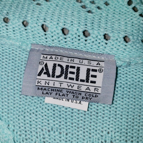 Vintage Adele Knitwear Crochet Grandma Sweater V-Neck 1980's Butterfly Print XL? - Picture 2 of 12